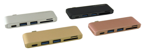 USB LC Power LC-HUB-C-MULTI-2G USB Type C HUB 2xUSB3.0 ,1x Type C-charging port, 1x card reader 