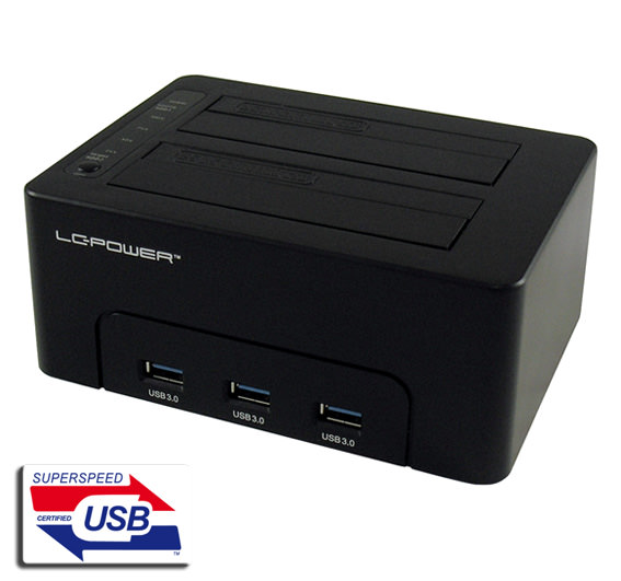 HDD DOCKING LC-DOCK-U3-HUB USB3.0 2x HDD/SSD + 3x USB3.0 HUB Black