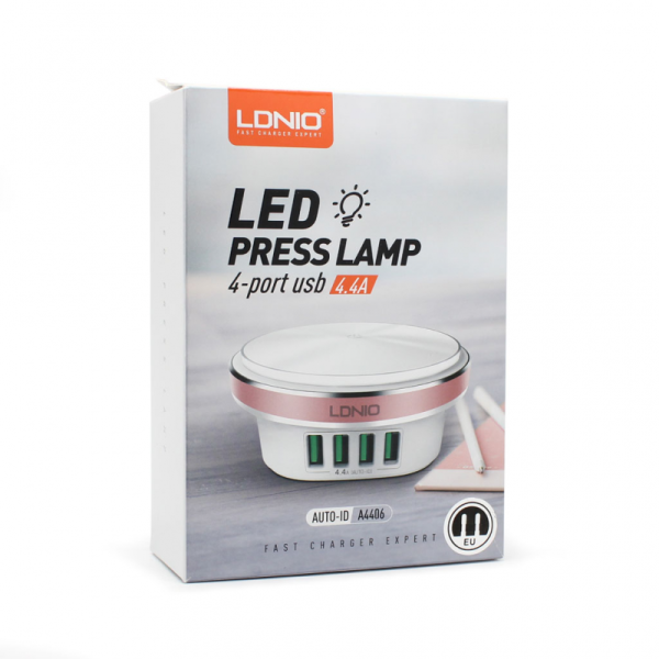LED lampa LDNIO A4406Q 4XUSB 4.4A bela 5V 10A beli