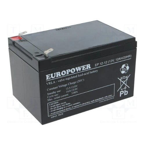 Baterija za UPS 12V 12Ah EuroPower ES12-12A