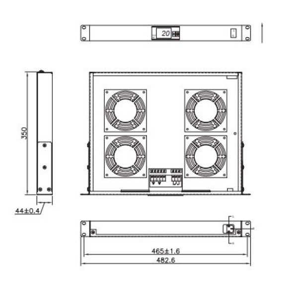 Logilink ventilator panel sa 4 ventilatora i termostatom, 1U, 465 x 350, crni ( 4815 )