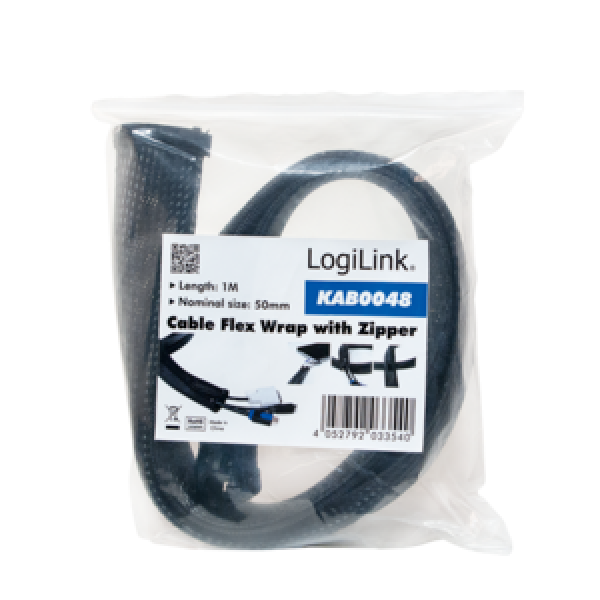 LogiLink  fleksibilna zaštita za kablove sa rajfešlusom 1m x 50mm crna ( 1462 )