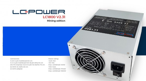 Napajanje 1800W LC Power LC1800 ATX V2.31 Mining Edition