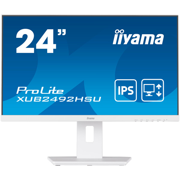 IIYAMA Monitor 24'' WHITE, ETE IPS-panel, 1920x1080, 13cm Height Adj. Stand, Pivot, 250cdm˛, Speakers, VGA, HDMI, DisplayPort, 4ms, USB-HUB 