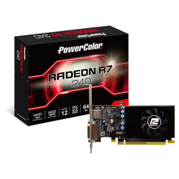 SVGA PCIE Power Color AMD Radeon AXR7 240 2GBD5-HLEV2