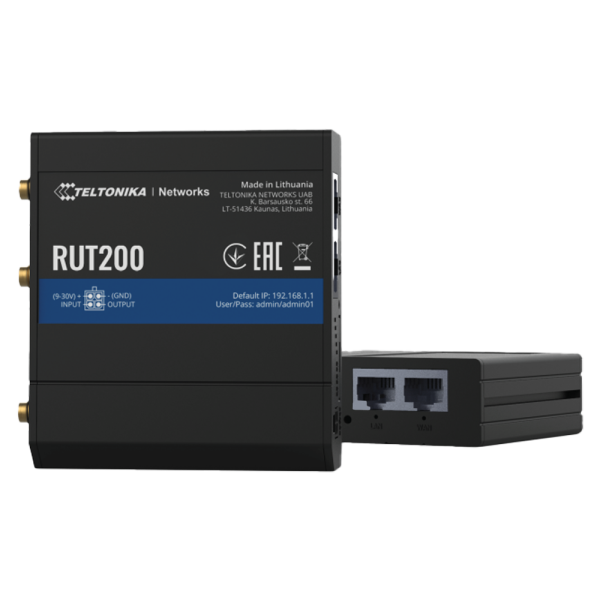 Teltonika RUT200 Industrial LTE WiFi Router, 4G, 1xWAN, 1xLAN, 1xSIM ( 5197 )