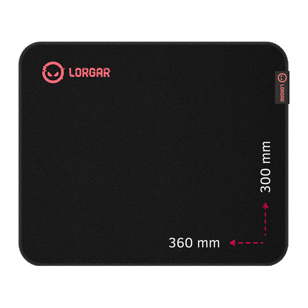 Lorgar Main 323, Gaming mouse pad, Precise control surface, Red anti-slip rubber base, size: 360mm x 300mm x 3mm, weight 0.21kg ( LRG-GMP32