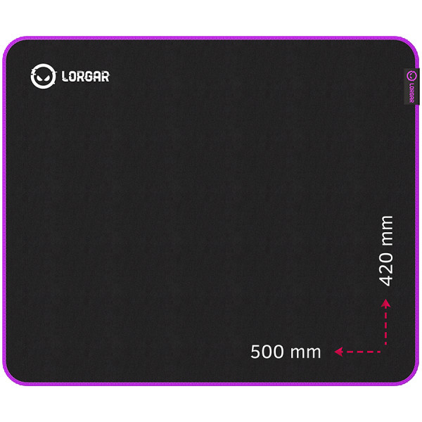 Lorgar Main 315, Gaming mouse pad, High-speed surface, Purple anti-slip rubber base, size: 500mm x 420mm x 3mm, weight 0.39kg ( LRG-GMP315 