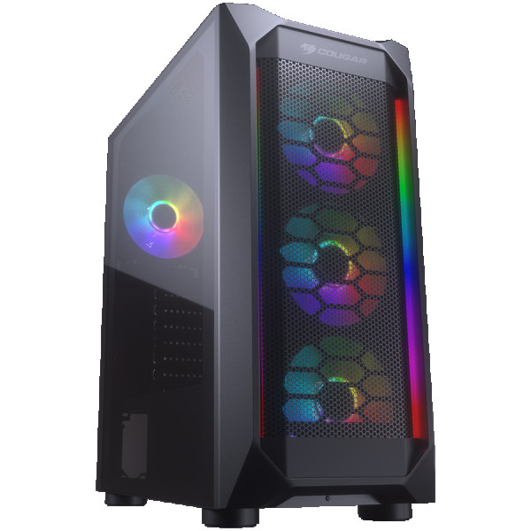 COUGAR | MX410 Mesh -G RGB | PC Case | Mid Tower  Mesh Front Panel with ARGB strips  4 x ARGB Fans  4mm TG Left Panel ( CGR-5VM6B-MESH-G-RG