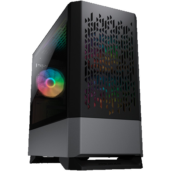 COUGAR | MG140 Air RGB Black | PC Case | Mini Tower  Air Vents Front Panel  3 x ARGB Fans  4mm TG Left Panel ( CGR-5JM8B-AIR-RGB ) 