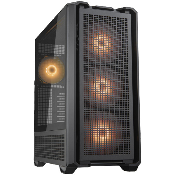 COUGAR | MX600 Black | PC Case | Mid Tower  Mesh Front Panel  3 x 140mm + 1 x 120mm Fans  Transparent Left Panel ( CGR-57C9B-RGB ) 