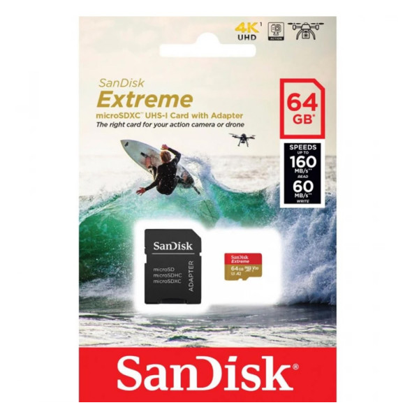 Mem. Kartica SanDisk SDXC 64GB Extreme micro SD Adapter 160MB/s