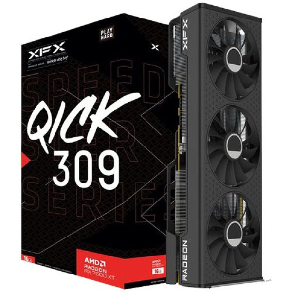 XFX SPEEDSTER QICK309 RADEON RX 7600XT QICK Gaming Graphics Card with 16GB GDDR6 HDMI 3xDP, AMD RDNA(TM) 2 ( RX-76TQICKBP ) 