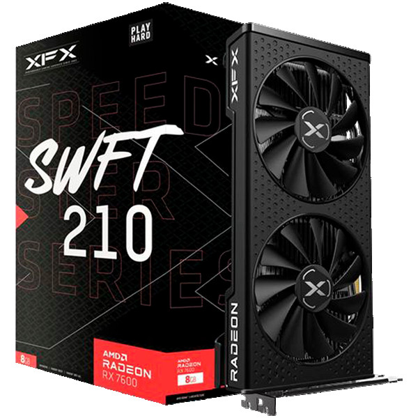 XFX SPEEDSTER SWFT210 RADEON RX 7600XT SWFT Gaming Graphics Card with 16GB GDDR6 HDMI 3xDP, AMD RDNA ( RX-76TSWFTFP ) 