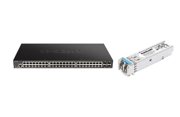 D-Link DGS-1250-52XMPE Switch + Intellinet modul SFP1Gb SM