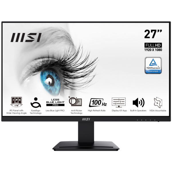 Monitor MSI 27'', MSI PRO MP273A, Flat, FHD, IPS, 100Hz, 1ms MPRT, HDMI / DP