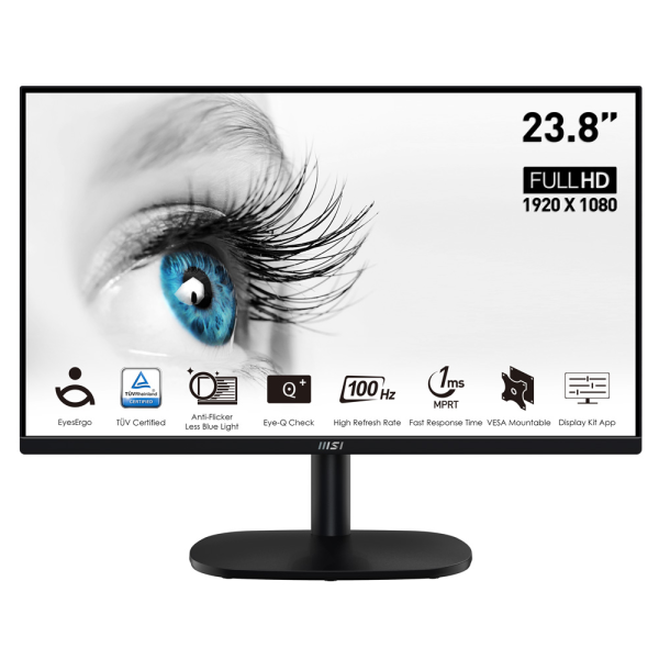 Monitor MSI 23.8'', MSI PRO MP245V, FHD, VA, 100Hz, 1ms MPRT, HDMI / VGA