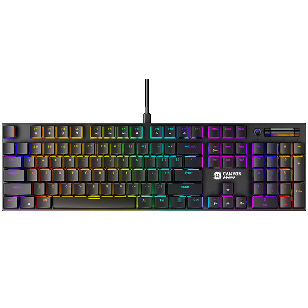 CANYON Cometstrike GK-55, 104keys Mechanical keyboard, 50million times life, GTMX red switch, RGB backlight, 18 modes, 1.8m PVC cable, meta