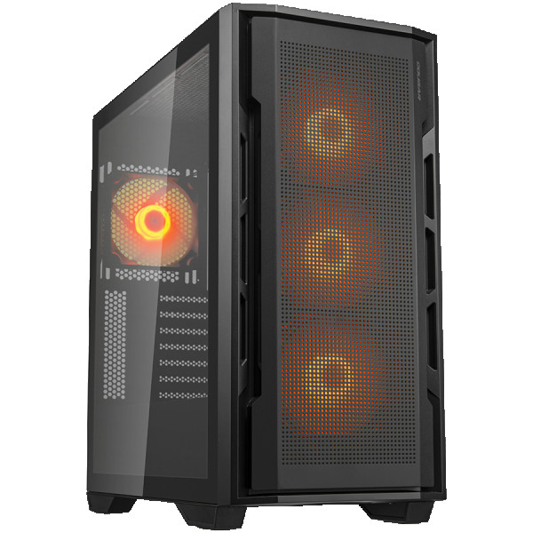 COUGAR | Uniface RGB Black | PC Case | Mid Tower  Mesh Front Panel  4 x 120mm ARGB Fans  TG Left Panel  Black ( CGR-5C78B-RGB ) 
