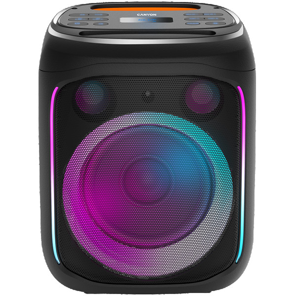 CANYON OnFun 5, Partybox speaker,Spec: speaker drivers: 6.5+1.5tweeter Power Output : 40W Lithium Battery : 7.4v 3600mAh Function : AUX+TF+