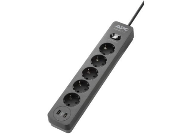 APC Essential SurgeArrest 5 Outlet 2 USB Ports Black 230V' ( 'PME5U2B-GR' ) 
