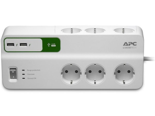 APC Essential SurgeArrest 6 outlets with 5V, 2.4A 2 port USB charger, 230V Germany' ( 'PM6U-GR' ) 
