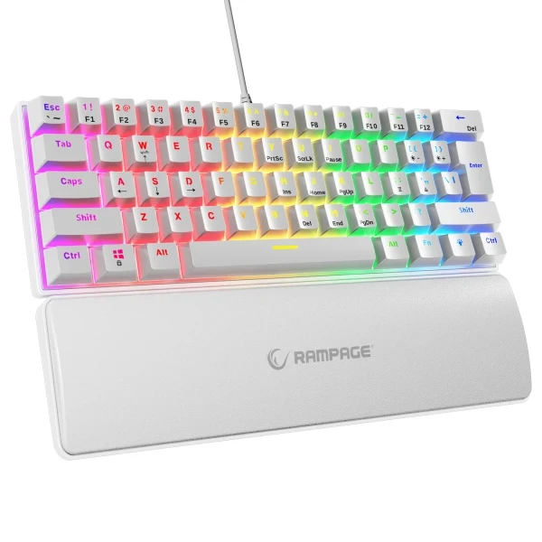 Tastatura žična gaming Rampage PLOWER K60 mehanička plavi switch bela 37254