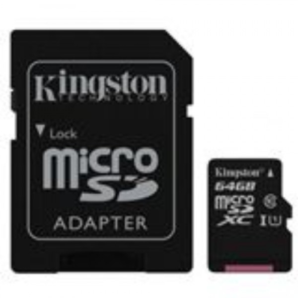 Micro SD Card 64GB Kingston + SD adapter SDCS2/64GB class 10