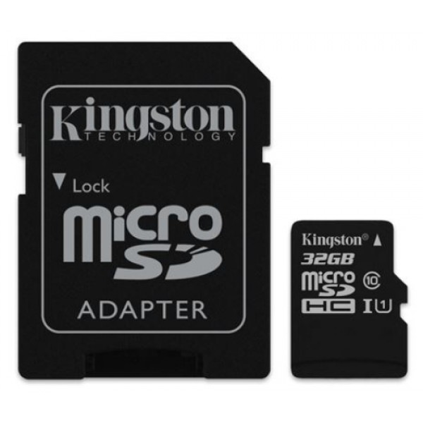 Micro SD Card 32GB Kingston + SD adapter SDCS2/32GB class 10