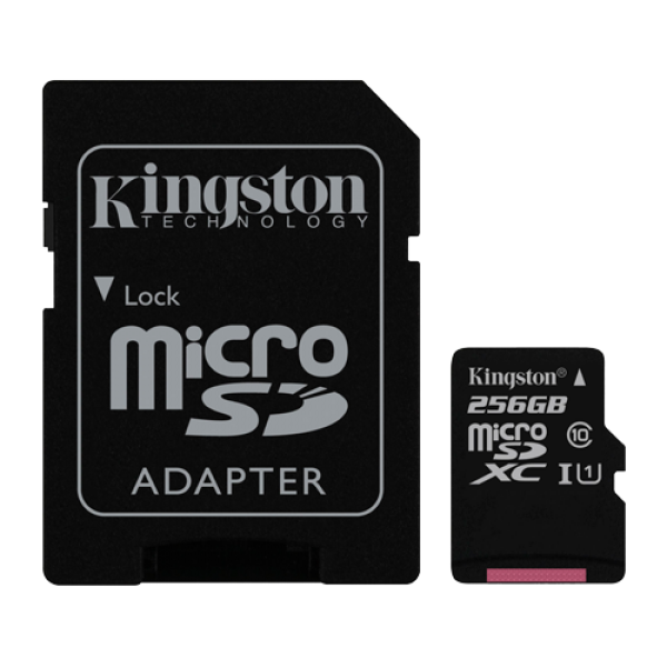 Micro SD Card 256GB Kingston + SD adapter SDCS2/256GB class 10