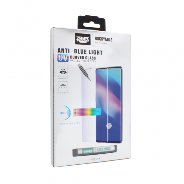 Tempered glass Rockymile UV Anti Blue Full Glue + Lampa za Samsung N970F Galaxy Note 10