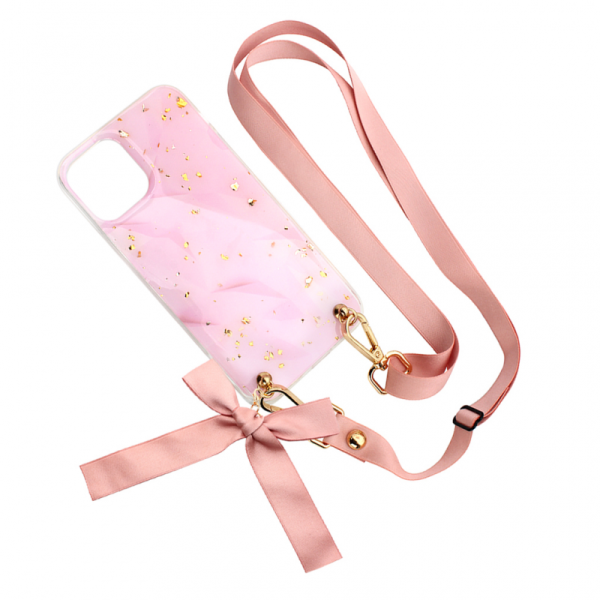 Torbica Fashion Strap Glitter za iPhone 12 Mini 5.4 roze