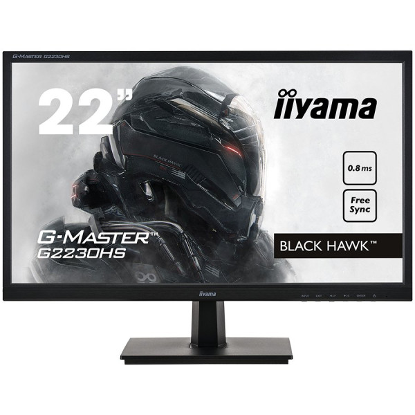 Iiyama 21,5'' Gaming, G-Master Black Hawk, FreeSync, 1920x1080@75Hz, 250cdm˛, DVI, HDMI, 0,8ms, Speakers, Black Tuner ( G2230HS-B1 ) 