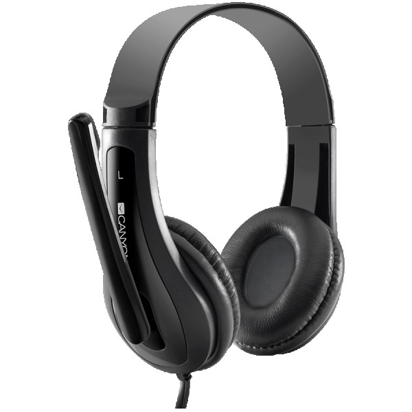 CANYON HSC-1 basic PC headset sa mikrofonom, combined 3.5mm plug, leather pads, Flat cable length 2.0m, 160*60*160mm, 0.13kg, Black ( CNS-C