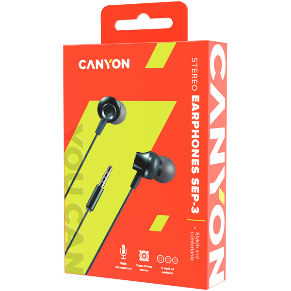 CANYON SEP-3 Slušalice sa mikrofonom, metallic shell, cable length 1.2m, Dark Gray, 22*12.6mm, 0.012kg ( CNS-CEP3DG )