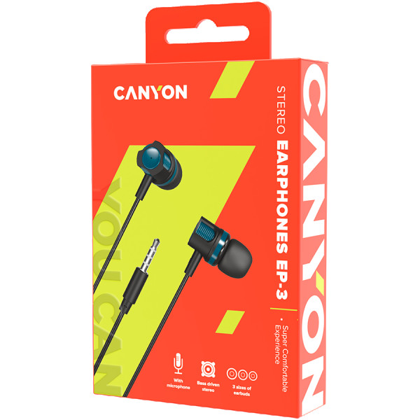 CANYON EP-3 Slušalice sa mikrofonom, Green, cable length 1.2m, 21.5*12mm, 0.011kg ( CNE-CEP3G )