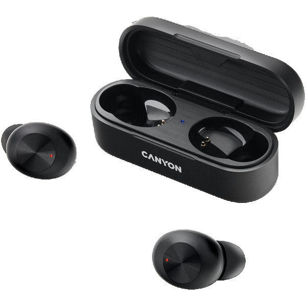 CANYON TWS-1 Bluetooth headset, sa mikrofonom, BT V5.0, Bluetrum AB5376A2, battery EarBud 45mAh*2+Charging Case 300mAh, cable length 0.3m, 
