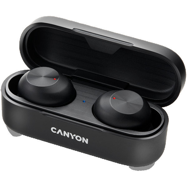 CANYON TWS-1 Bluetooth headset, sa mikrofonom, BT V5.0, Bluetrum AB5376A2, battery EarBud 45mAh*2+Charging Case 300mAh, cable length 0.3m,