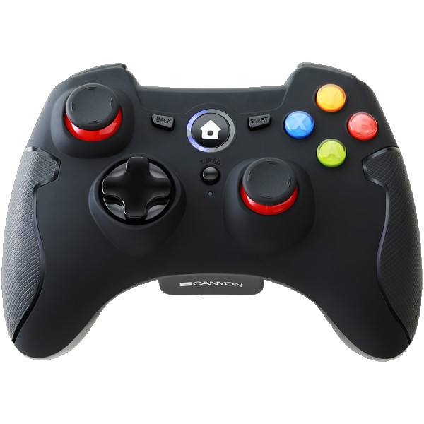 CANYON GP-W6 2.4G Wireless Controller with Dual Motor, Rubber coating, 2PCS AA Alkaline battery ,support PC X-input modeD-input mode, PS3, 