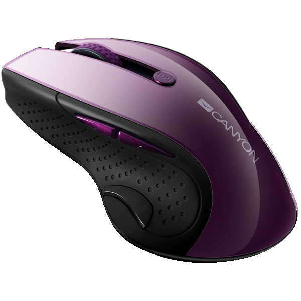 CANYON MW-01 2.4GHz wireless Miš with 6 buttons, optical tracking - blue LED, DPI 100012001600, Purple pearl glossy, 113x71x39.5mm, 0.07kg