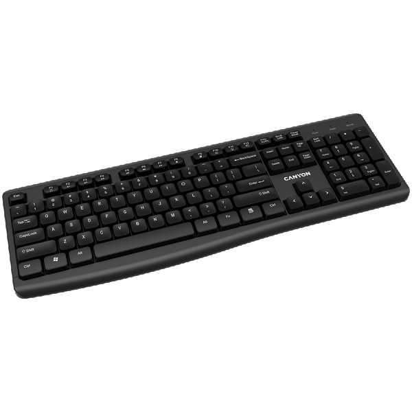 CANYON Wireless Chocolate Standard Keyboard,105 keys, slim design with chocolate key caps,black,Size34.2*145.4*27.2mm,440g AD layout ( CNS-