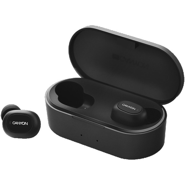 CANYON TWS-2 Bluetooth sport headset, sa mikrofonom, BT V5.0, RTL8763BFR, battery EarBud 43mAh*2+Charging Case 800mAh, cable length 0.18m,