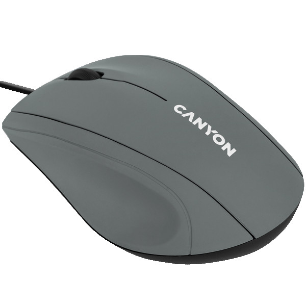 CANYON Wired Optical Miš with 3 keys, DPI 1000 With 1.5M USB cable,Grey,size72*108*40mm,weight:0.077kg ( CNE-CMS05DG ) 