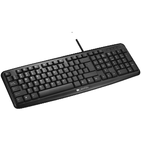 CANYON Wired Keyboard, 104 keys, USB2.0, Black, cable length 1.5m, 443*145*24mm, 0.37kg, Adriatic ( CNE-CKEY01-AD )