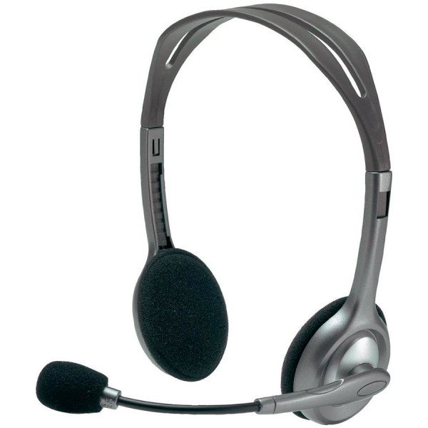 LOGITECH H110 Corded Stereo Headset - GRAYSILVER - Dual Plug ( 981-000271 ) 