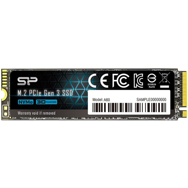 SILICON POWER A60 256GB SSD, M.2 2280, PCIe Gen3x4, SLC Cache, ReadWrite: 22001600 Mbs ( SP256GBP34A60M28 )