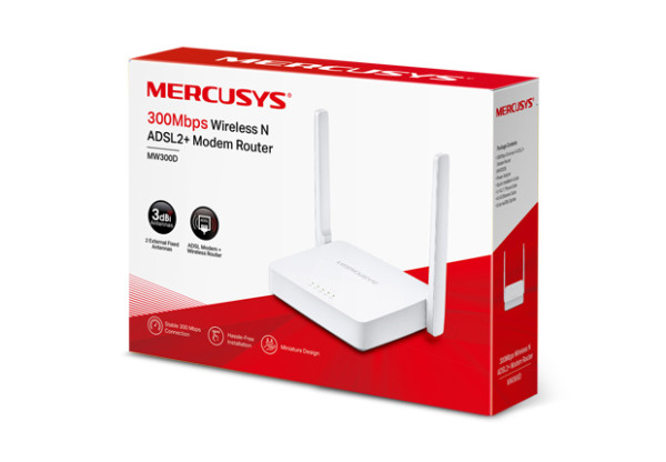Mercusys MW300D, 300Mbps Wireless N ADSL2+ Modem Router ( 2227 )