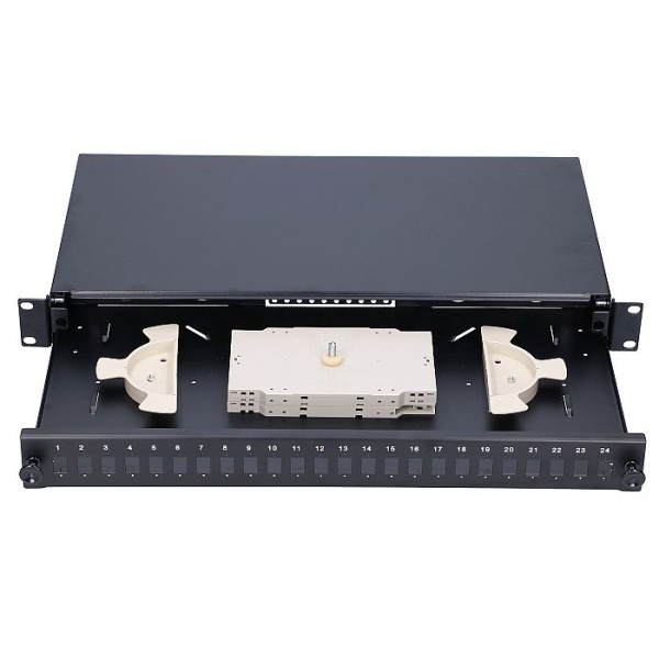 Extralink Patch panel 24 Simplex SC / 24 porta sa kasetom, bez modula, crni ( 3931 )