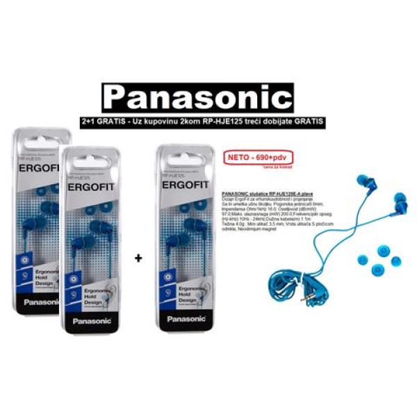 2+1GRATIS - Panasonic sušalice HJE125E-A plave