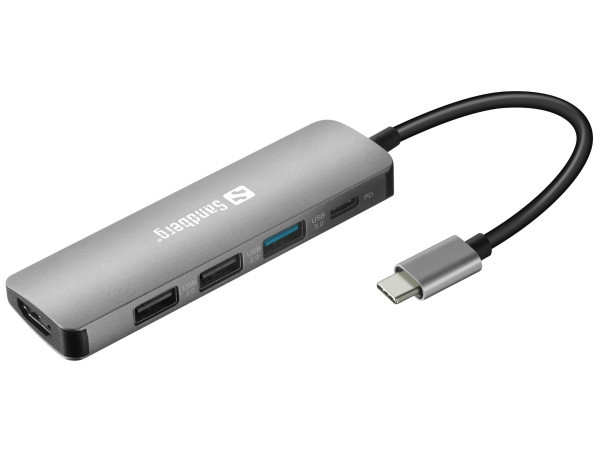 Adapter Sandberg USB C - HDMIUSB 3.02xUSB 2.0USB C PD 136-32